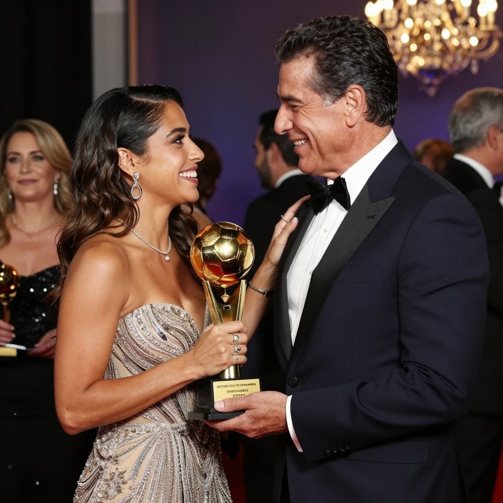 Charlyn corral recibe felicitación de amaury vergara tras ganar el balón de oro